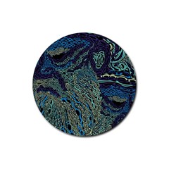 Dark Psychedelic Rubber Round Coaster (4 Pack) by Cowasu