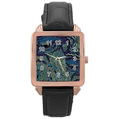 Dark Psychedelic Rose Gold Leather Watch  by Cowasu