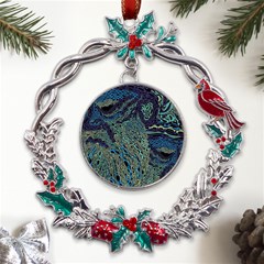 Dark Psychedelic Metal X mas Wreath Holly Leaf Ornament by Cowasu