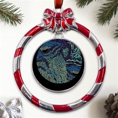 Dark Psychedelic Metal Red Ribbon Round Ornament