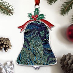 Dark Psychedelic Metal Holly Leaf Bell Ornament by Cowasu