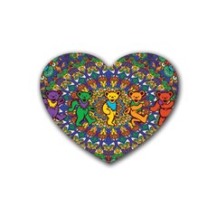 Grateful Dead Pattern Rubber Heart Coaster (4 Pack) by Cowasu