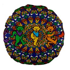 Grateful Dead Pattern Large 18  Premium Round Cushions by Cowasu