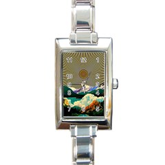 Surreal Art Psychadelic Mountain Rectangle Italian Charm Watch