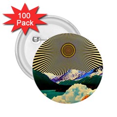 Surreal Art Psychadelic Mountain 2 25  Buttons (100 Pack)  by Cowasu