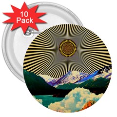 Surreal Art Psychadelic Mountain 3  Buttons (10 Pack)  by Cowasu