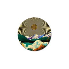 Surreal Art Psychadelic Mountain Golf Ball Marker by Cowasu