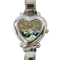 Surreal Art Psychadelic Mountain Heart Italian Charm Watch by Cowasu