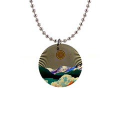 Surreal Art Psychadelic Mountain 1  Button Necklace by Cowasu