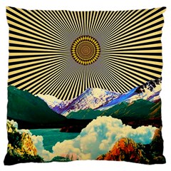 Surreal Art Psychadelic Mountain Large Cushion Case (two Sides) by Cowasu