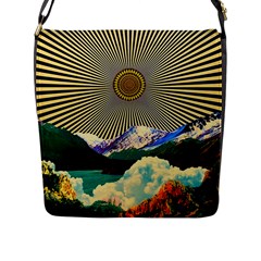 Surreal Art Psychadelic Mountain Flap Closure Messenger Bag (l) by Cowasu