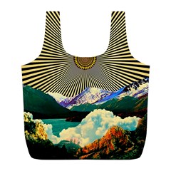 Surreal Art Psychadelic Mountain Full Print Recycle Bag (l) by Cowasu