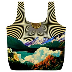 Surreal Art Psychadelic Mountain Full Print Recycle Bag (xxxl) by Cowasu