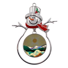 Surreal Art Psychadelic Mountain Metal Snowman Ornament by Cowasu