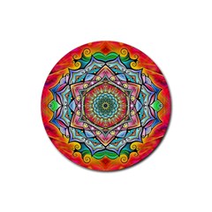 Mandalas Psychedelic Rubber Round Coaster (4 Pack) by Cowasu