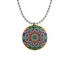 Mandalas Psychedelic 1  Button Necklace by Cowasu