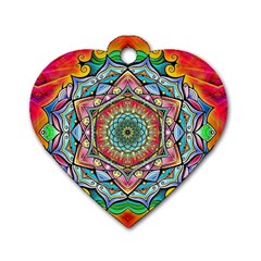 Mandalas Psychedelic Dog Tag Heart (two Sides) by Cowasu