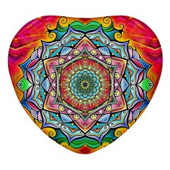 Mandalas Psychedelic Heart Glass Fridge Magnet (4 Pack) by Cowasu