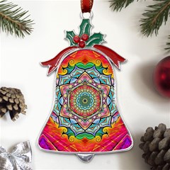 Mandalas Psychedelic Metal Holly Leaf Bell Ornament by Cowasu