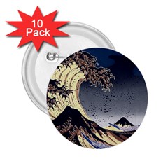 The Great Wave Off Kanagawa Japan Japanese Waves 2 25  Buttons (10 Pack)  by Cowasu