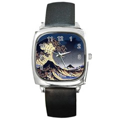 The Great Wave Off Kanagawa Japan Japanese Waves Square Metal Watch by Cowasu