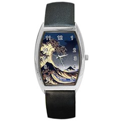 The Great Wave Off Kanagawa Japan Japanese Waves Barrel Style Metal Watch by Cowasu