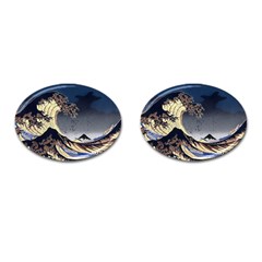 The Great Wave Off Kanagawa Japan Japanese Waves Cufflinks (oval) by Cowasu