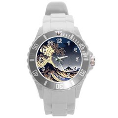 The Great Wave Off Kanagawa Japan Japanese Waves Round Plastic Sport Watch (l) by Cowasu