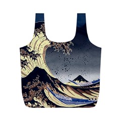 The Great Wave Off Kanagawa Japan Japanese Waves Full Print Recycle Bag (m) by Cowasu