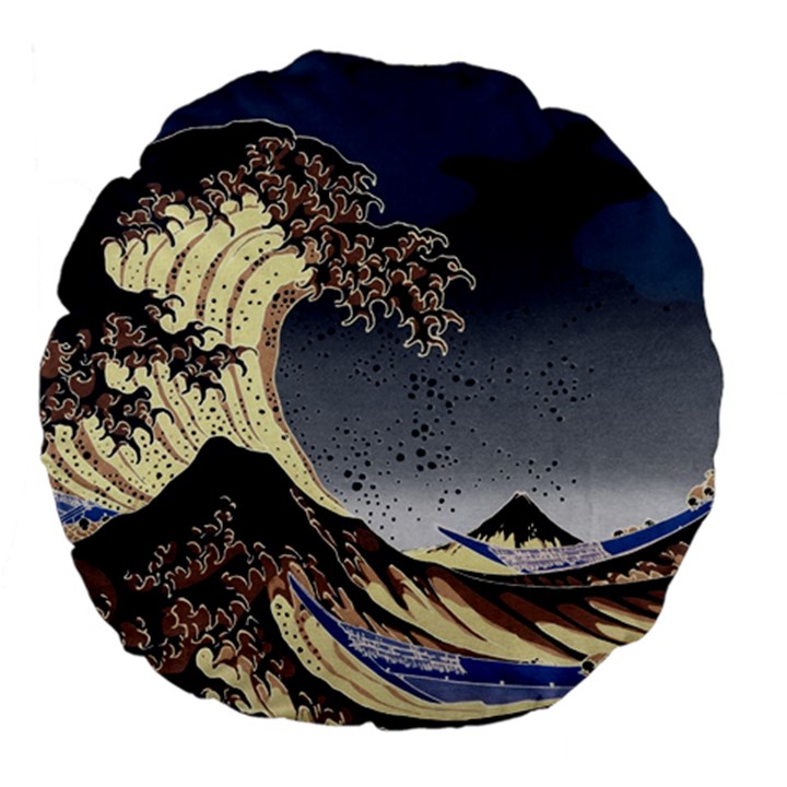 The Great Wave Off Kanagawa Japan Japanese Waves Large 18  Premium Flano Round Cushions