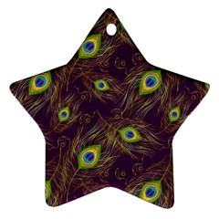 Peacock Feathers Pattern Ornament (star) by Cowasu