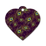 Peacock Feathers Pattern Dog Tag Heart (Two Sides) Front