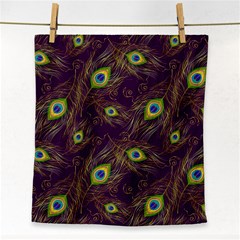 Peacock Feathers Pattern Face Towel by Cowasu