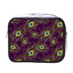 Peacock Feathers Pattern Mini Toiletries Bag (one Side) by Cowasu