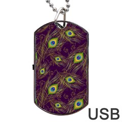 Peacock Feathers Pattern Dog Tag Usb Flash (one Side) by Cowasu