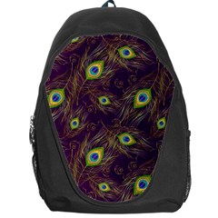 Peacock Feathers Pattern Backpack Bag by Cowasu