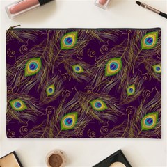 Peacock Feathers Pattern Cosmetic Bag (xxxl) by Cowasu