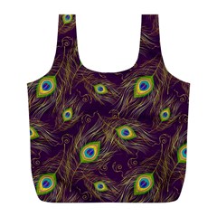 Peacock Feathers Pattern Full Print Recycle Bag (l) by Cowasu