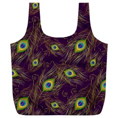 Peacock Feathers Pattern Full Print Recycle Bag (xl) by Cowasu