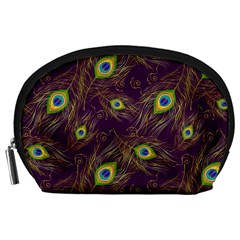 Peacock Feathers Pattern Accessory Pouch (large) by Cowasu