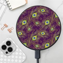 Peacock Feathers Pattern Wireless Fast Charger(black) by Cowasu