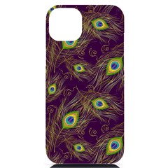 Peacock Feathers Pattern Iphone 14 Plus Black Uv Print Case by Cowasu