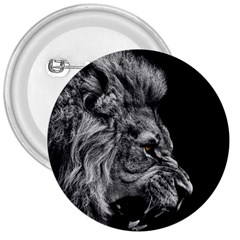 Angry Lion Black And White 3  Buttons by Cowasu