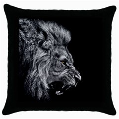 Angry Lion Black And White Throw Pillow Case (black) by Cowasu