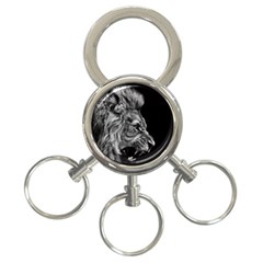 Angry Lion Black And White 3-ring Key Chain by Cowasu