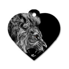 Angry Lion Black And White Dog Tag Heart (one Side) by Cowasu