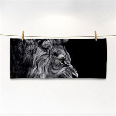 Angry Lion Black And White Hand Towel by Cowasu