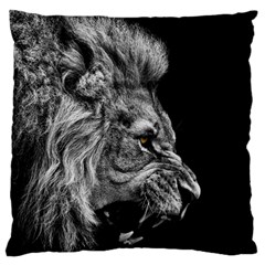 Angry Lion Black And White Large Cushion Case (one Side) by Cowasu