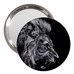 Angry Lion Black And White 3  Handbag Mirrors by Cowasu