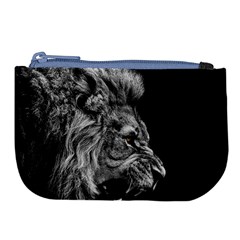 Angry Lion Black And White Large Coin Purse by Cowasu